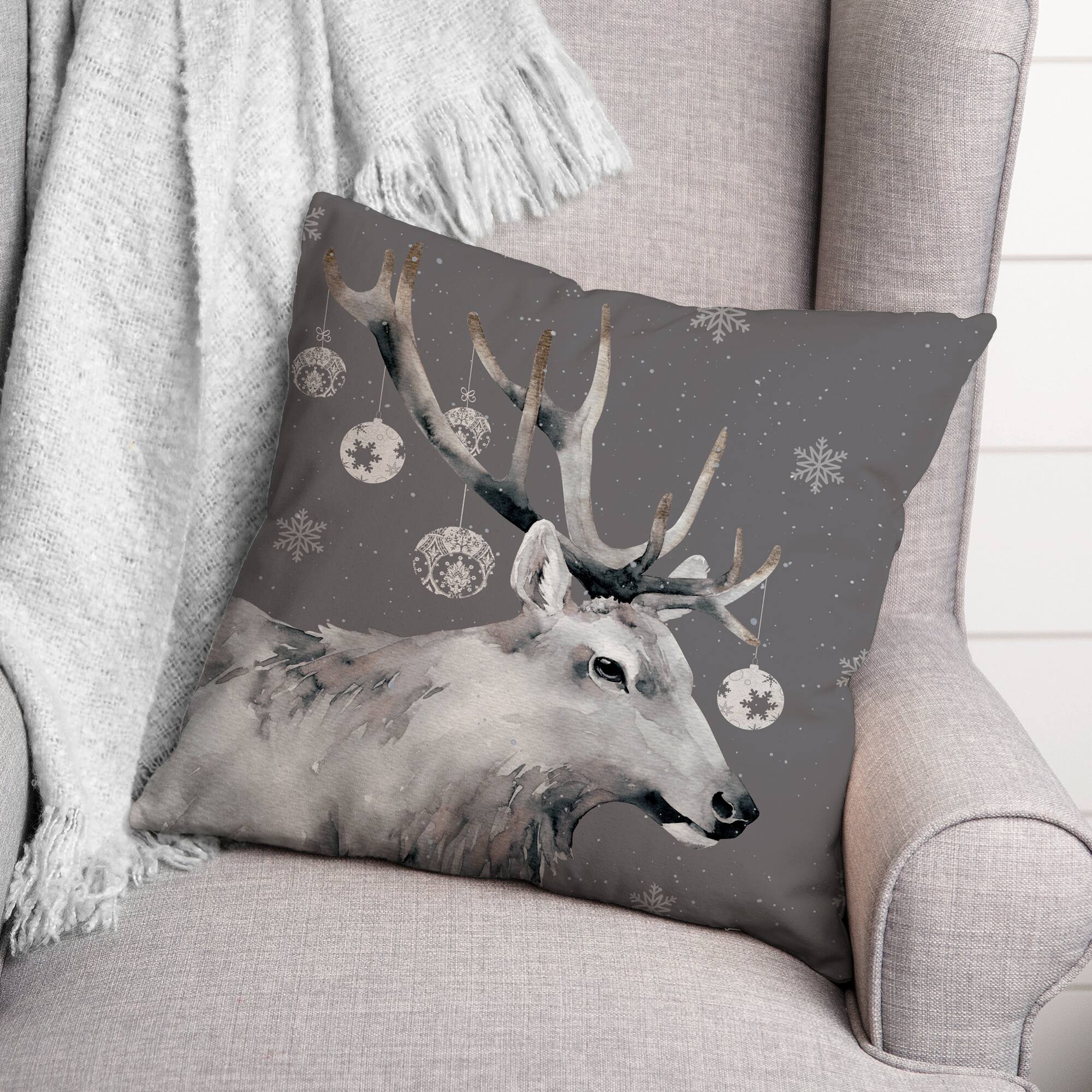 Christmas Reindeer 18" x 18" Indoor/Outdoor Pillow